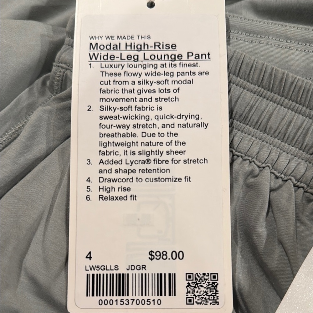 Lululemon Athletica Gray Modal High-Rise Wide-Leg Lounge Pant